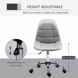 Vinsetto Ergonomic Office Chair with Adjustable Height for Home Office, Grey