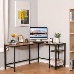 HOMCOM Computer Desk with Adjustable Storage Shelf Compact Gaming Workstation