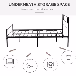 HOMCOM King Metal Bed Frame w/ Headboard and Footboard, Underbed