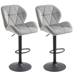 HOMCOM Bar Stool Set of 2 Adjustable Height Counter Chairs Light Grey