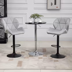HOMCOM Bar Stool Set of 2 Adjustable Height Counter Chairs Light Grey