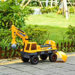 HOMCOM No Power Ride on Excavator Digger Music Light for 2-3 Years Old Yellow