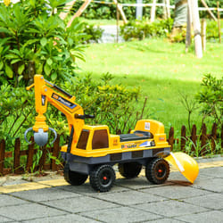 HOMCOM No Power Ride on Excavator Digger Music Light for 2-3 Years Old Yellow
