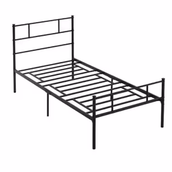 HOMCOM Single Metal Bed Frame w/ Headboard and Footboard, Underbed