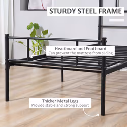 HOMCOM Single Metal Bed Frame w/ Headboard and Footboard, Underbed