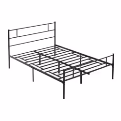 HOMCOM Double Metal Bed Frame w/ Headboard & Footboard, Underbed