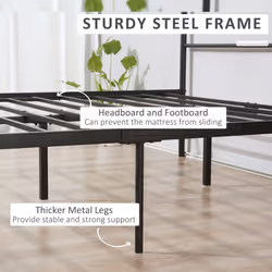 HOMCOM Double Metal Bed Frame w/ Headboard & Footboard, Underbed