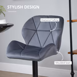 HOMCOM Bar Stool Set of 2 Fabric Adjustable Height Counter Chairs Dark Grey - Additional view 4