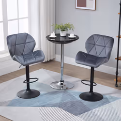 HOMCOM Bar Stool Set of 2 Fabric Adjustable Height Counter Chairs Dark Grey - Additional view 5