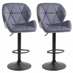 HOMCOM Bar Stool Set of 2 Fabric Adjustable Height Counter Chairs Dark Grey - Additional view 7