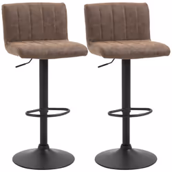 HOMCOM Set of 2 Adjustable Height Bar Chairs with Footrest, Brown