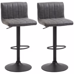 HOMCOM Set of 2 Adjustable Height Bar Chairs with Footrest, Grey