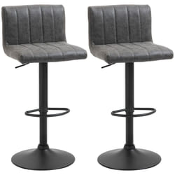 HOMCOM Set of 2 Adjustable Height Bar Chairs with Footrest, Grey