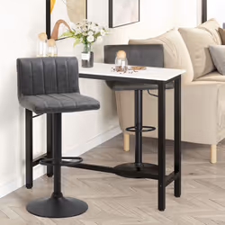HOMCOM Set of 2 Adjustable Height Bar Chairs with Footrest, Grey - Additional view 4
