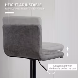 HOMCOM Set of 2 Adjustable Height Bar Chairs with Footrest, Grey - Additional view 5