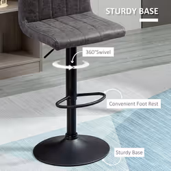 HOMCOM Set of 2 Adjustable Height Bar Chairs with Footrest, Grey - Additional view 6