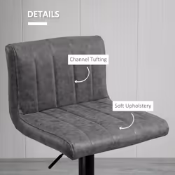 HOMCOM Set of 2 Adjustable Height Bar Chairs with Footrest, Grey - Additional view 7