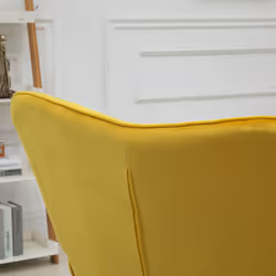HOMCOM Modern Accent Chair Velvet-Touch Tufted Wingback Armchair, Yellow - Additional view 4