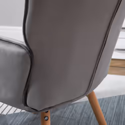 HOMCOM Modern Accent Chair Velvet-Touch Tufted Wingback Armchair Wood Legs Grey - Additional view 6
