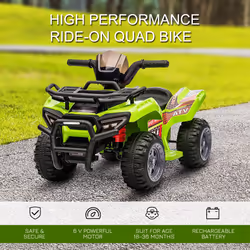 HOMCOM 6V Kids Electric Ride on Car Toddler Quad Bike ATV for 18-36 month Green
