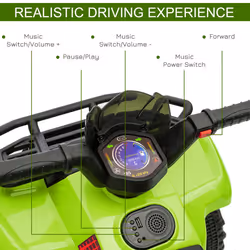 HOMCOM 6V Kids Electric Ride on Car Toddler Quad Bike ATV for 18-36 month Green - Additional view 4