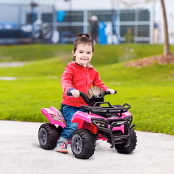 HOMCOM 6V Kids Electric Ride on Car Toddler Quad Bike ATV for 18-36 month Pink