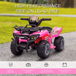 HOMCOM 6V Kids Electric Ride on Car Toddler Quad Bike ATV for 18-36 month Pink