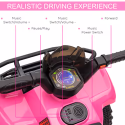 HOMCOM 6V Kids Electric Ride on Car Toddler Quad Bike ATV for 18-36 month Pink - Additional view 4