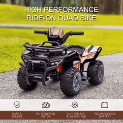 HOMCOM 6V Kids Electric Ride on Car Toddler Quad Bike ATV for 18-36 month Black