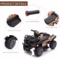HOMCOM 6V Kids Electric Ride on Car Toddler Quad Bike ATV for 18-36 month Black