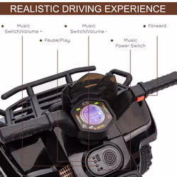 HOMCOM 6V Kids Electric Ride on Car Toddler Quad Bike ATV for 18-36 month Black - Additional view 4