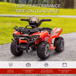 HOMCOM 6V Kids Electric Ride on Car Toddler Quad Bike ATV for 18-36 month Red