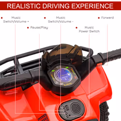 HOMCOM 6V Kids Electric Ride on Car Toddler Quad Bike ATV for 18-36 month Red - Additional view 4