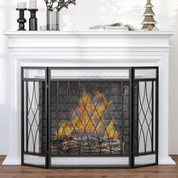126cm 3-Panel Metal Folding Fireplace Screen Protective Guard Child Pet Home