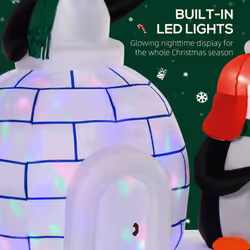 HOMCOM 5ft Christmas Inflatable Two Penguins w/ Ice House for Garden Lawn