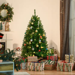 HOMCOM 5FT Prelit Artificial Christmas Tree w/ Warm White Light Xmas Decoration