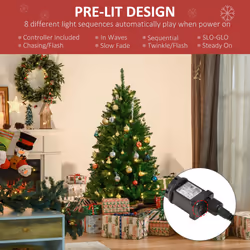 HOMCOM 5FT Prelit Artificial Christmas Tree w/ Warm White Light Xmas Decoration