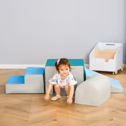 HOMCOM 4-piece Soft Play Set Baby Foam Climber Block Toy Toddler 1-3 Years