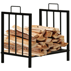 Outsunny Firewood Log Holder Wood Storage Rack w/ Handles Outdoor Indoor, Black