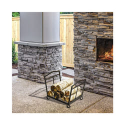 Outsunny Foldable Firewood Log Holder Wood Storage Rack Outdoor Indoor, Black