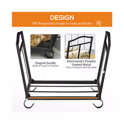 Outsunny Foldable Firewood Log Holder Wood Storage Rack Outdoor Indoor, Black