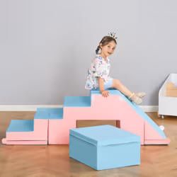 HOMCOM 2-piece Soft Play Set Baby Foam Climber Block Toy Toddler 1-3 Years