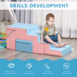 HOMCOM 2-piece Soft Play Set Baby Foam Climber Block Toy Toddler 1-3 Years