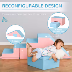 HOMCOM 2-piece Soft Play Set Baby Foam Climber Block Toy Toddler 1-3 Years - Additional view 8