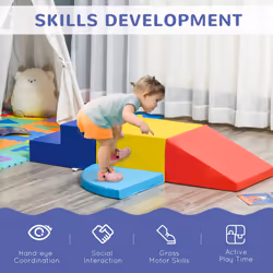 HOMCOM 4-piece Soft Play Set Climb and Crawl Foam Toddler Activity Toys