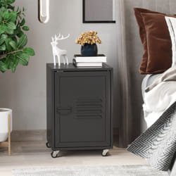 HOMCOM Bedside Table, Rolling End Side Table, Mobile Storage Cabinet Black
