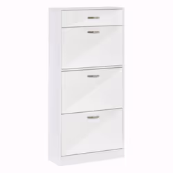 HOMCOM High Gloss Shoe Cabinet w/ 4 Drawers Shoe Storage Organizer