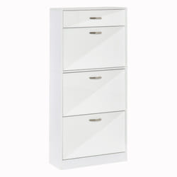 HOMCOM High Gloss Shoe Cabinet w/ 4 Drawers Shoe Storage Organizer