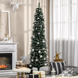 HOMCOM 6FT Artificial Snow Dipped Christmas Tree Home Indoor Decoration Green