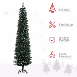 HOMCOM 6FT Artificial Snow Dipped Christmas Tree Home Indoor Decoration Green